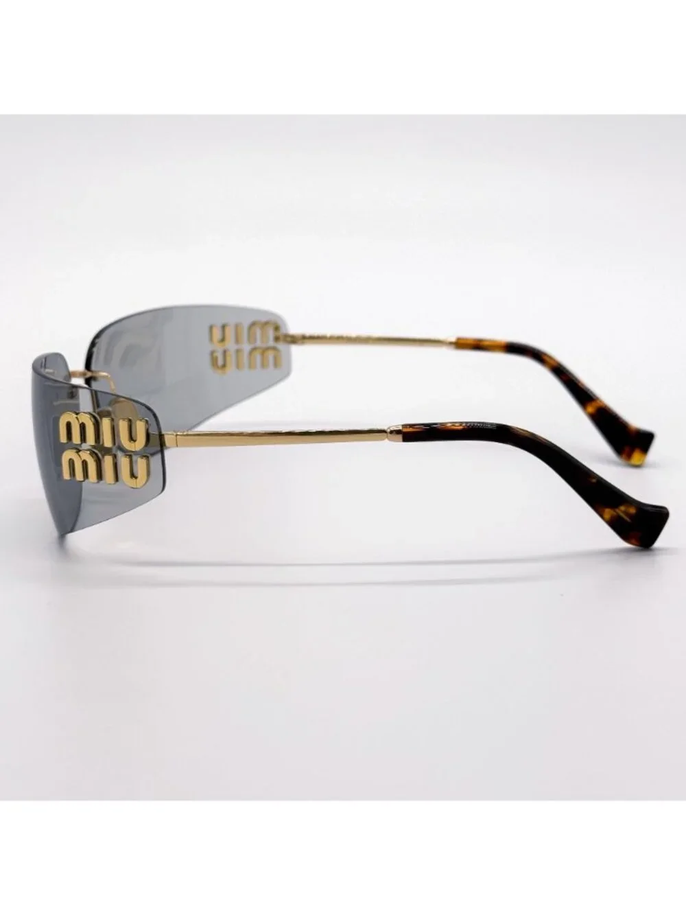 New Miu Miu MU A51S Silver Gray Shield Sunglasses MUA51S 5AK50K